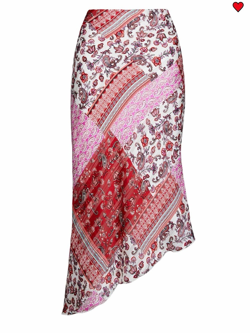 Princess Polly Pink & Red Patchwork Skirt - Boho Circle Midi